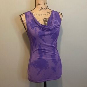 Handmade‎ Upcycled Grunge Artsy Rave Cowl Neck Tank Top Purple S